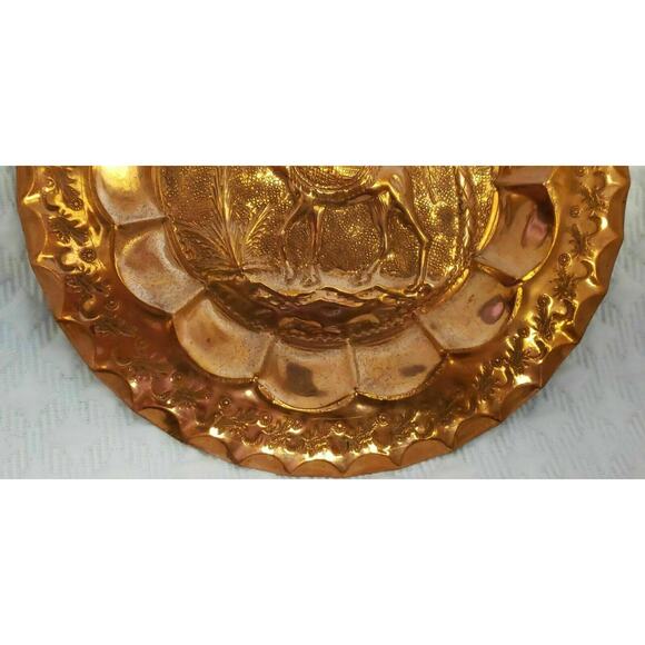 ANTIQUE HAND MADE ORNATE COPPER WALL DECOR PLATE PALM TREE, Camel, Bedouin - Picture 4 of 7